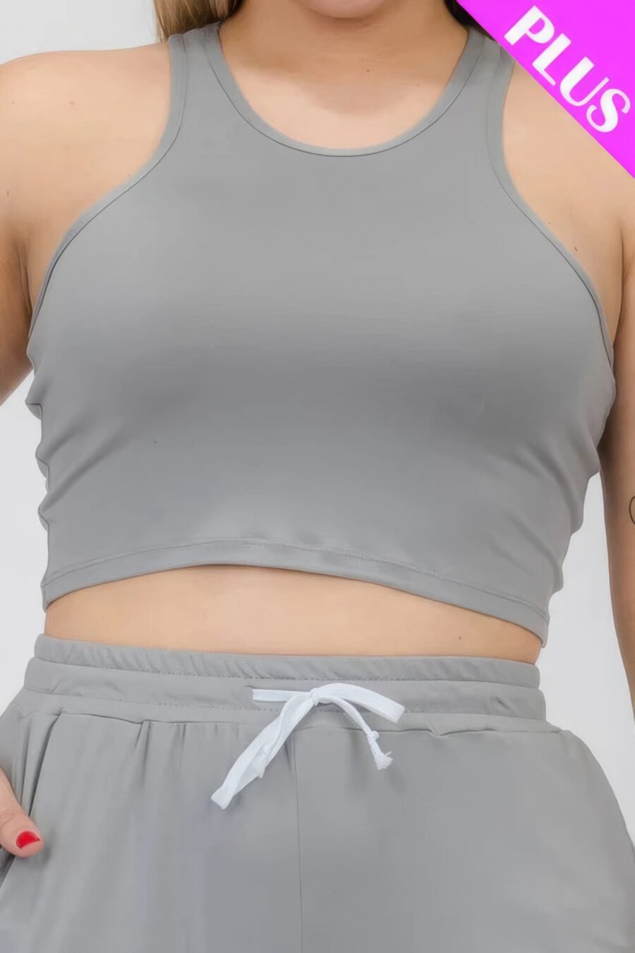 Plus size crop tank top & ruched pants set - image 32