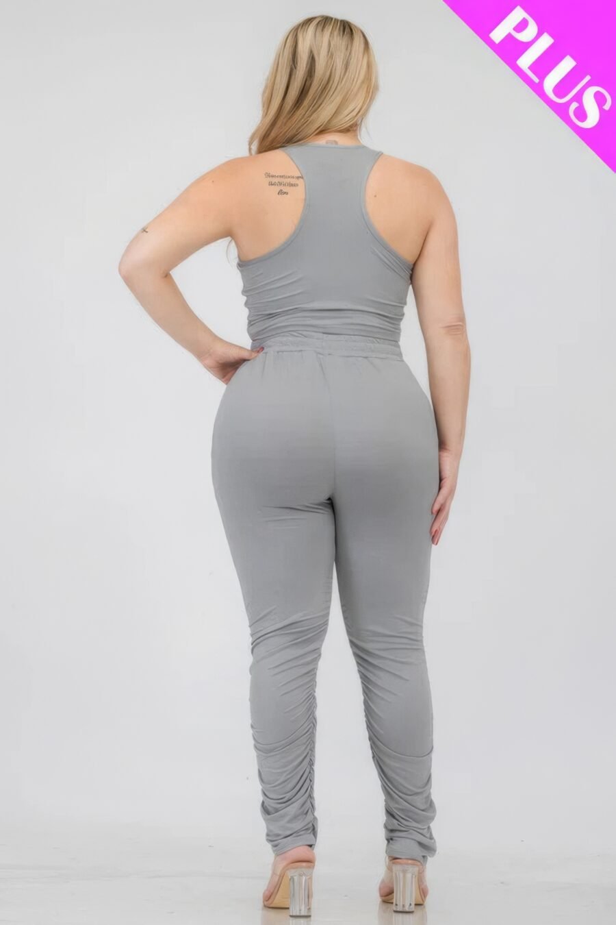 Plus size crop tank top & ruched pants set - image 33