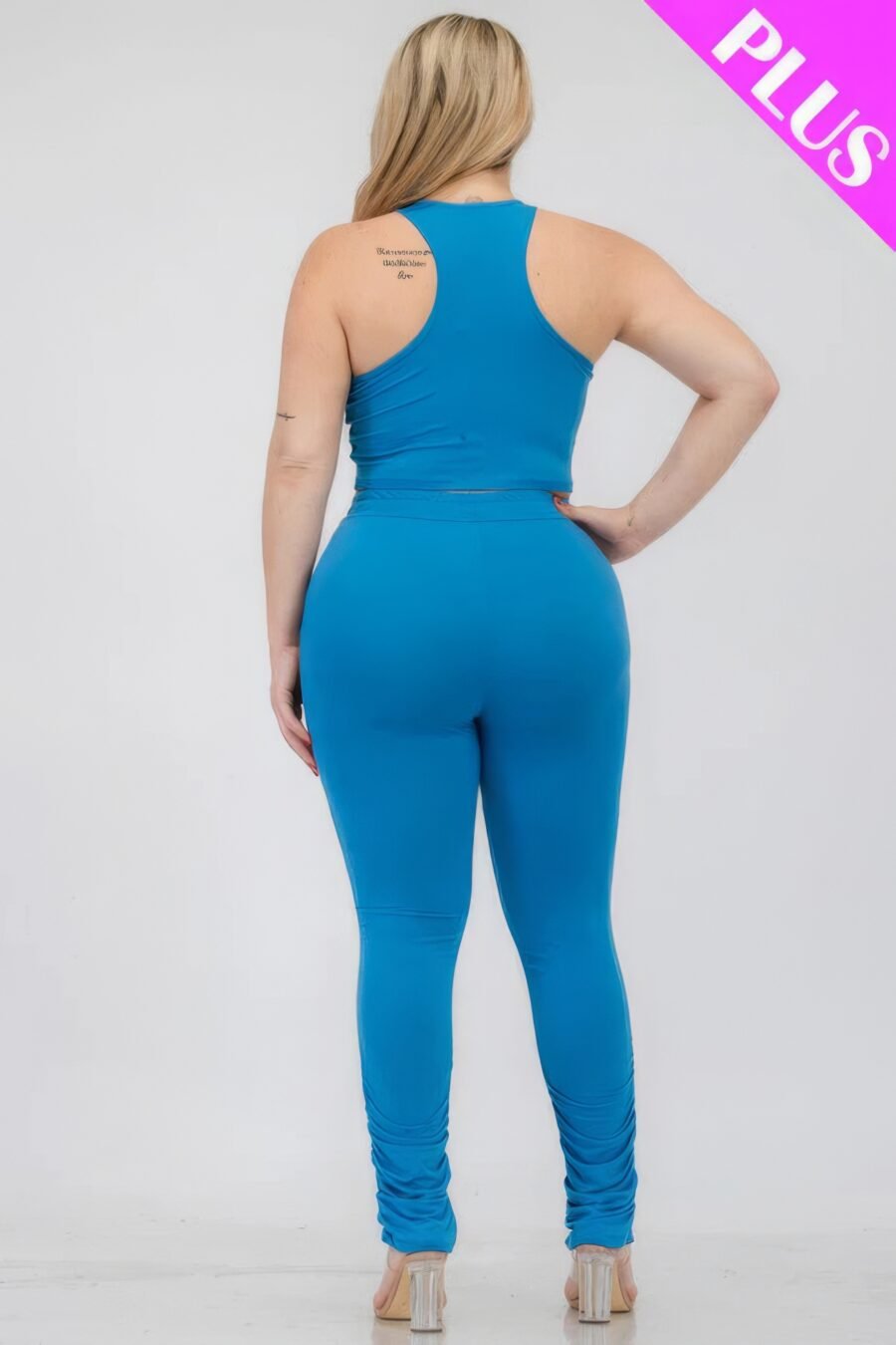 Plus size crop tank top & ruched pants set - image 15