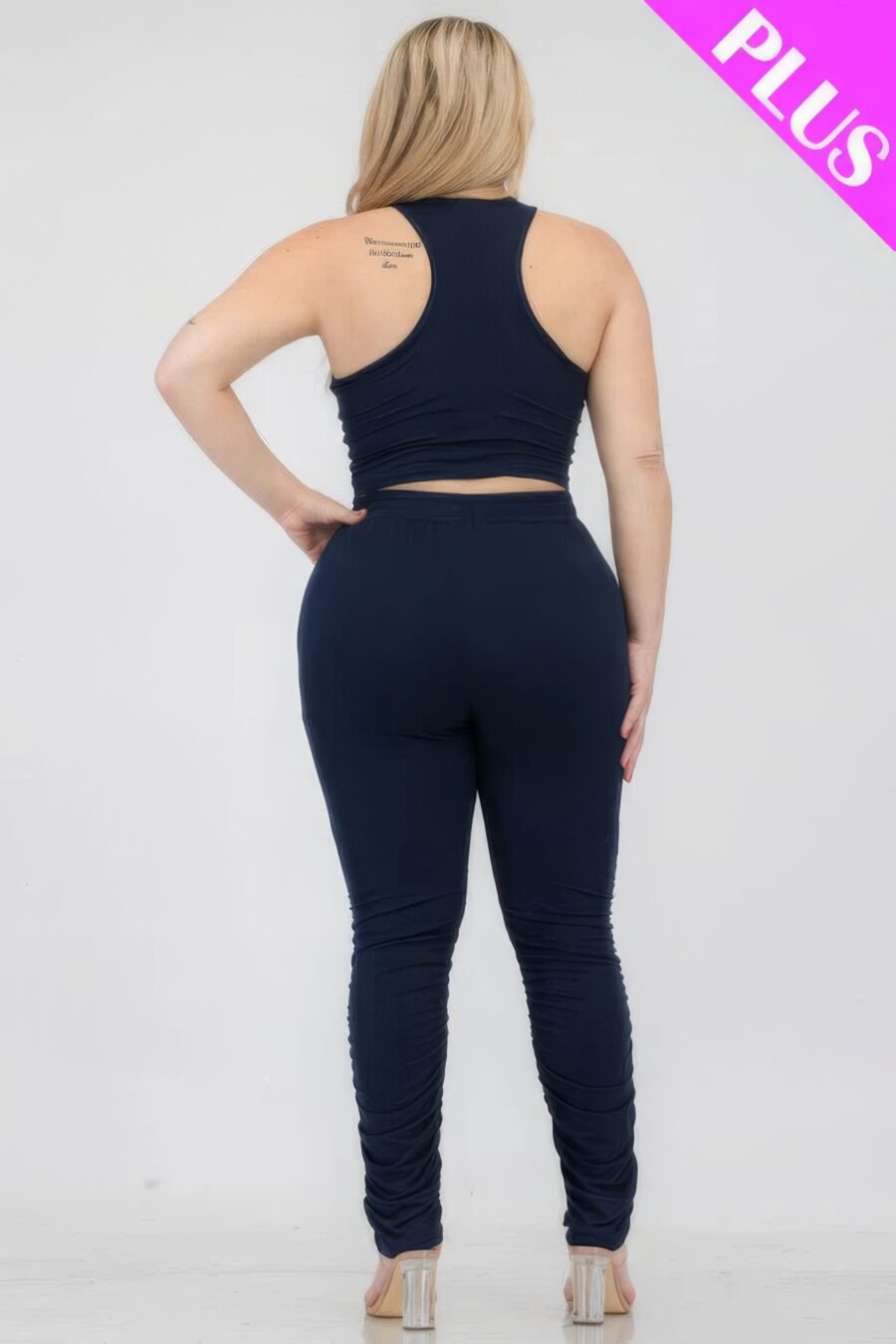 Plus size crop tank top & ruched pants set - image 10