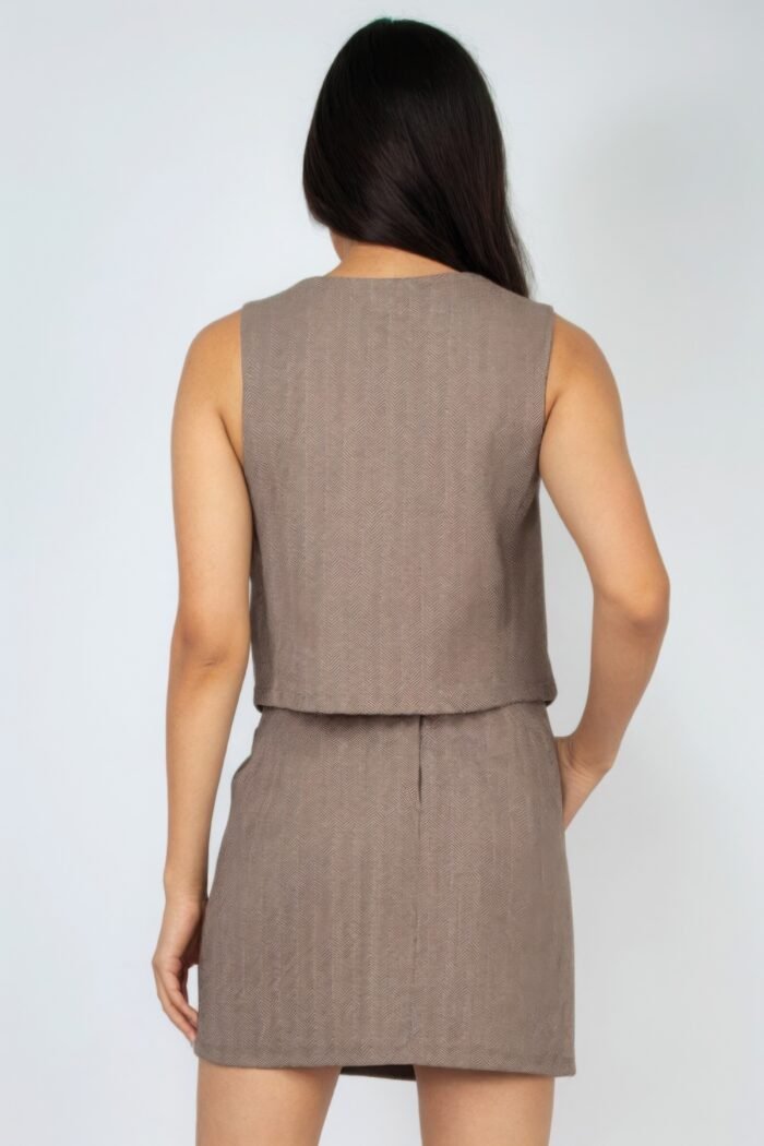Herringbone v-neck buttoned vest top