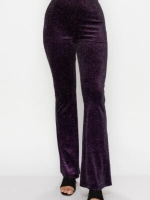 Glittery Flare High-rise Elastic Pants Glittery Flare High-rise Elastic Pants