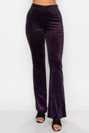 Glittery Flare High-rise Elastic Pants Glittery Flare High-rise Elastic Pants