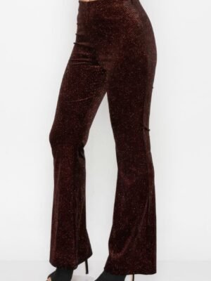 Glittery Flare High-rise Elastic Pants Glittery Flare High-rise Elastic Pants