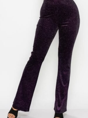 Glittery Flare High-rise Elastic Pants Glittery Flare High-rise Elastic Pants