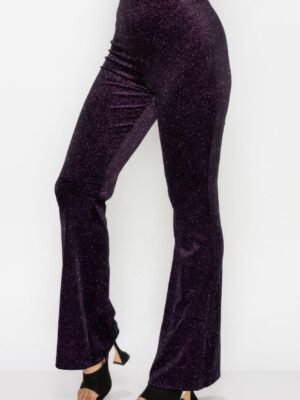 Glittery Flare High-rise Elastic Pants Glittery Flare High-rise Elastic Pants