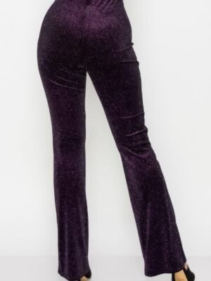 Glittery Flare High-rise Elastic Pants Glittery Flare High-rise Elastic Pants