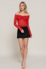 Off The Shoulder Stretch Lace Top - Image 5