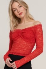 Off The Shoulder Stretch Lace Top - Image 6