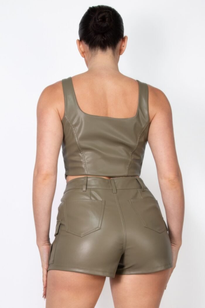 Faux leather square zippered crop top - image 13