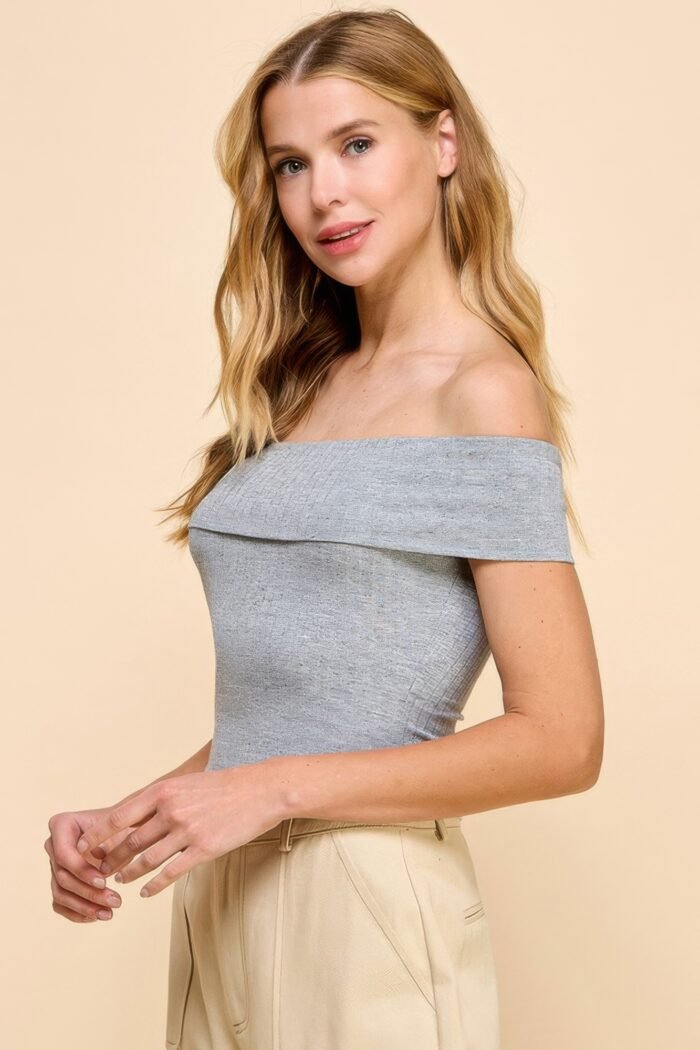Off shoulder ribbed top - image 11