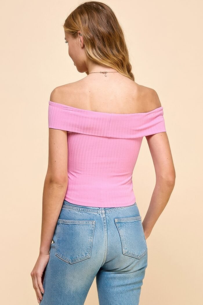 Off shoulder ribbed top - image 9