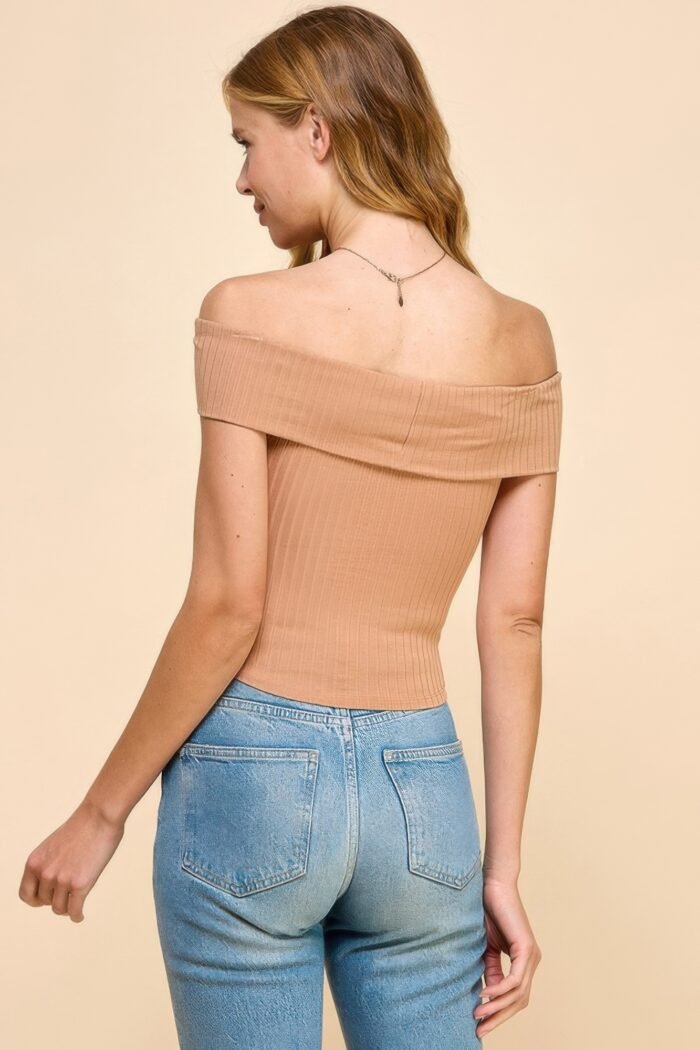 Off shoulder ribbed top - image 3