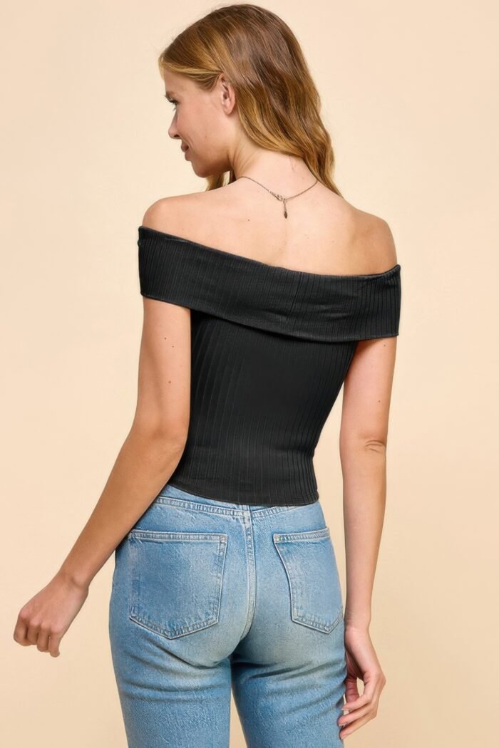 Off shoulder ribbed top - image 15