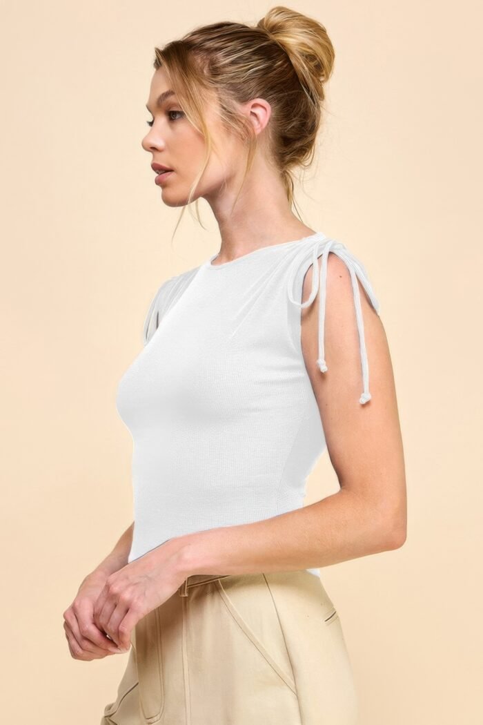 Ruching shoulder ribbed top - image 11