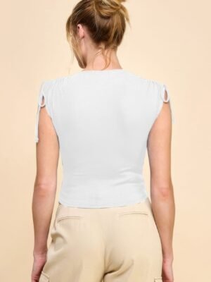 Ruching Shoulder Ribbed Top