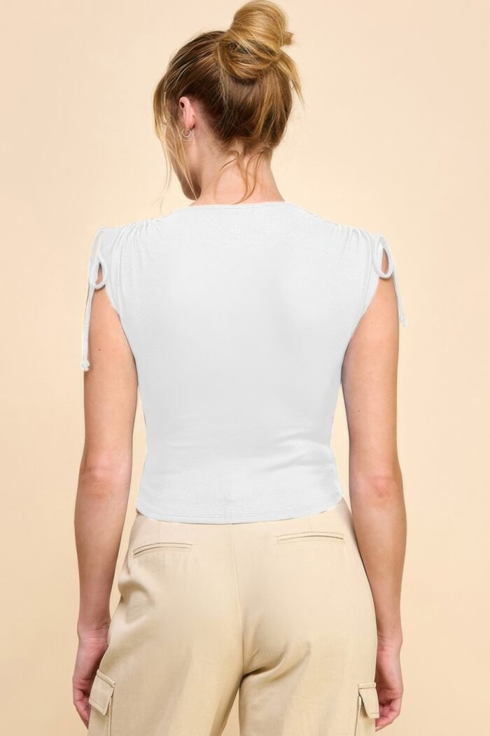 Ruching shoulder ribbed top - image 12