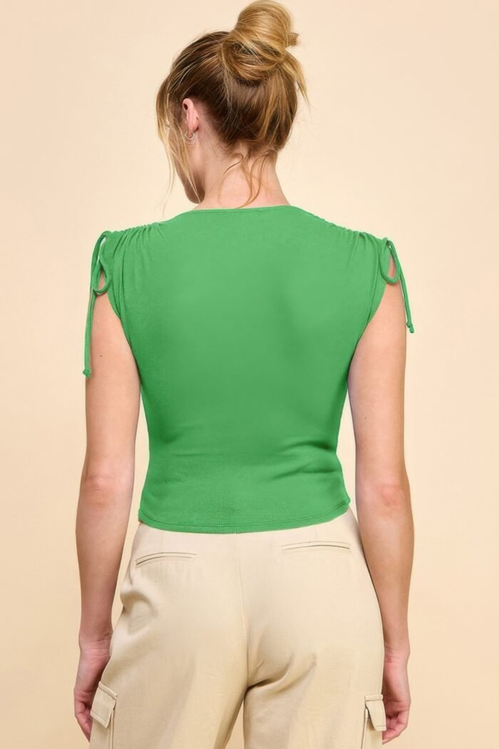 Ruching shoulder ribbed top - image 6