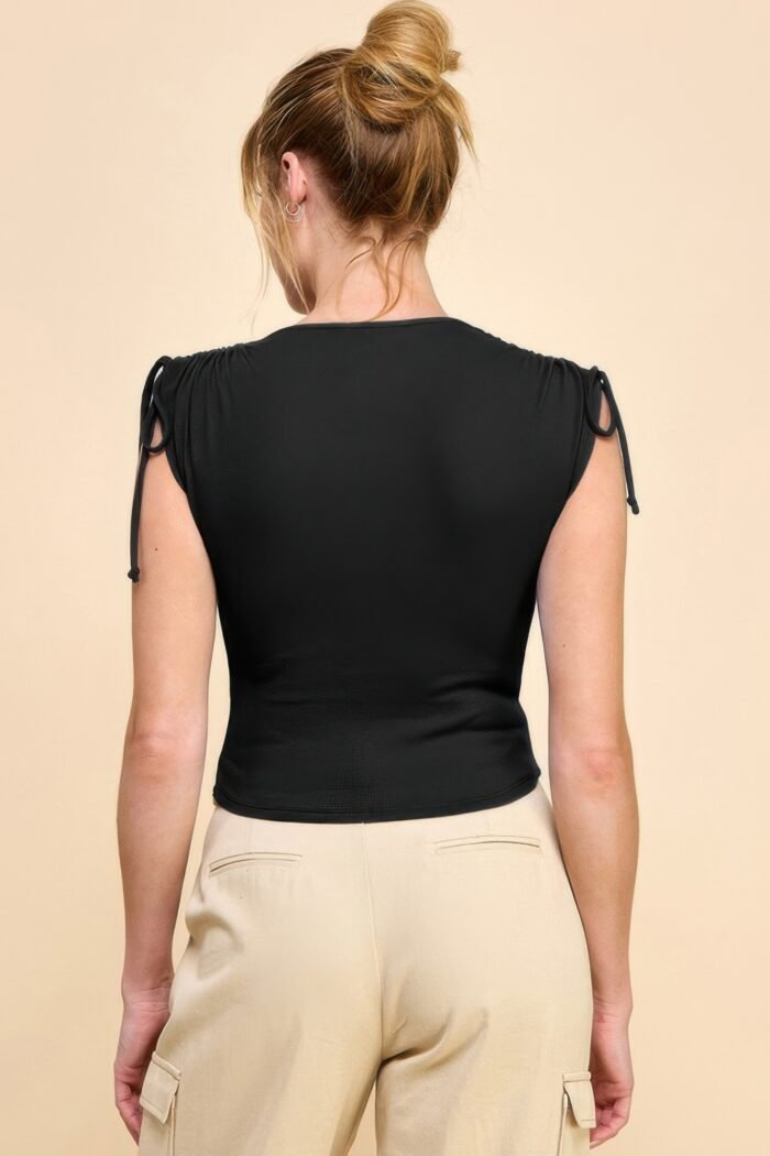 Ruching shoulder ribbed top - image 18