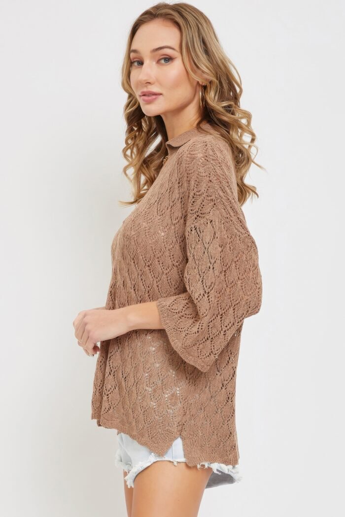 Pointelle knit top