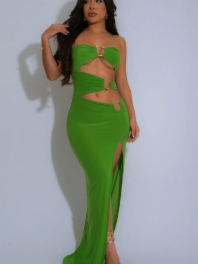 Asymmetric Dragon Design Strapless Dress