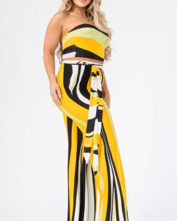 Plus Colorblock Stripe 2 Piece Pants Set