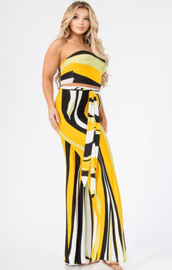 Plus colorblock stripe 2 piece pants set