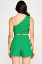 One Shoulder Vest And Shorts Set - Image 6