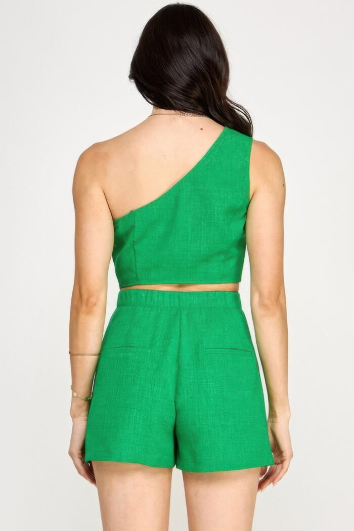 One shoulder vest and shorts set - image 6