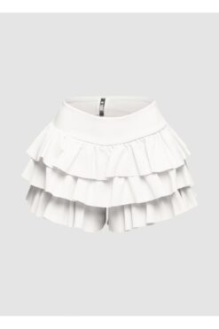 Plus Size Solid Ruffled Shorts