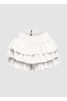 Plus Size Solid Ruffled Shorts