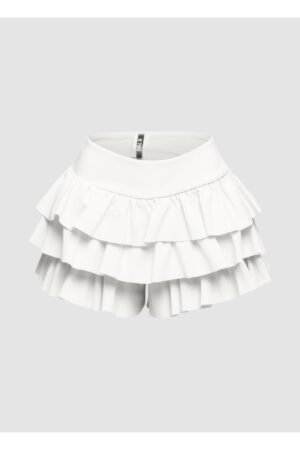 Plus Size Solid Ruffled Shorts