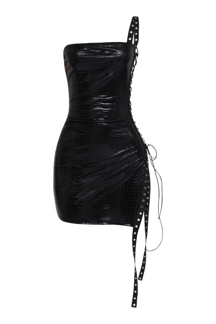 Side open lace up tube dress - image 1