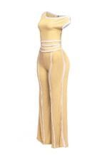 Color Contrast Detailed Off Shoulder Set