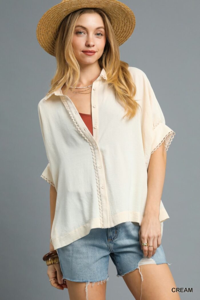 Fresh flair scallop trim blouse