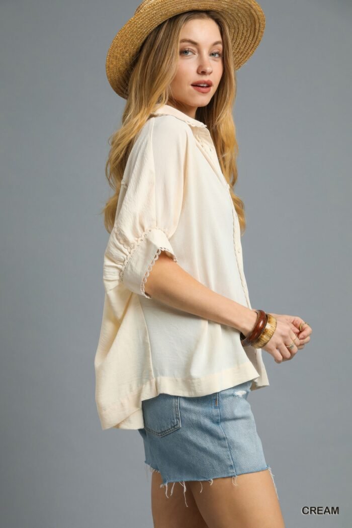 Fresh flair scallop trim blouse