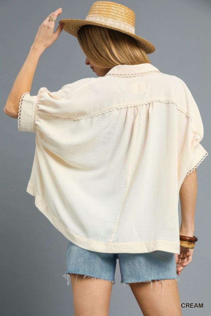 Fresh flair scallop trim blouse