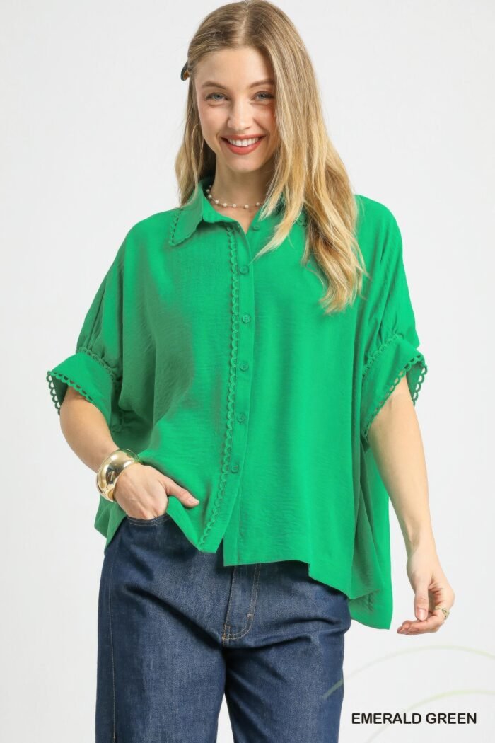 Fresh flair scallop trim blouse