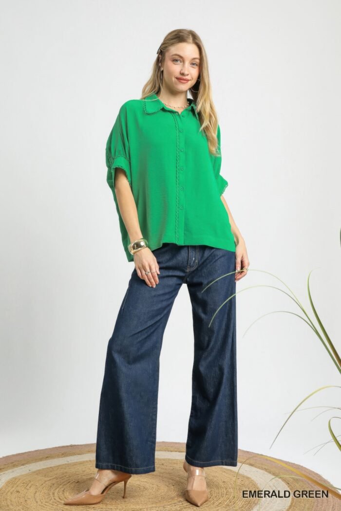 Fresh flair scallop trim blouse