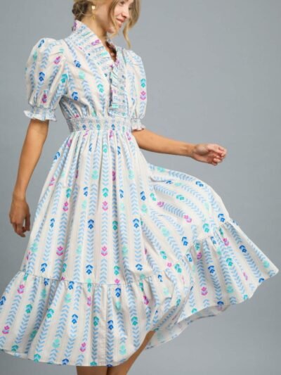 Vibrant Ruffle Smocked Midi Dress Vibrant Ruffle Smocked Midi Dress