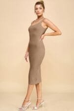 Scoop Neck Rib Linning Double Layered Tank Dress