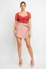 Shirred Mesh Sleeve Bodysuit