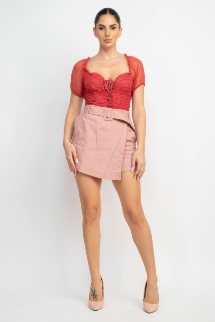 Shirred Mesh Sleeve Bodysuit - Image 14