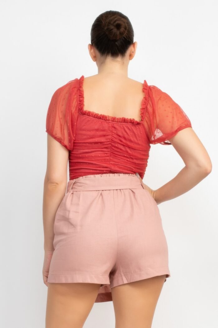 Shirred Mesh Sleeve Bodysuit - Image 15
