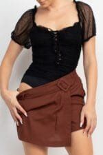 Shirred Mesh Sleeve Bodysuit