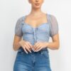 Shirred Mesh Sleeve Bodysuit