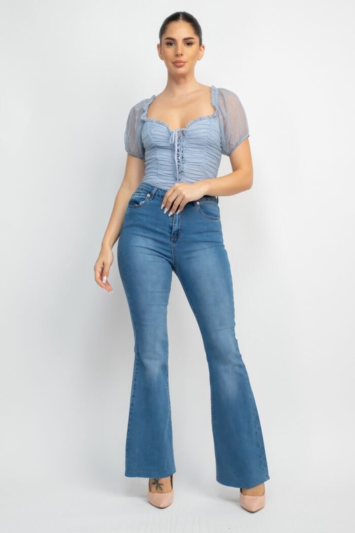 Shirred Mesh Sleeve Bodysuit - Image 3