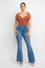 Shirred Mesh Sleeve Bodysuit