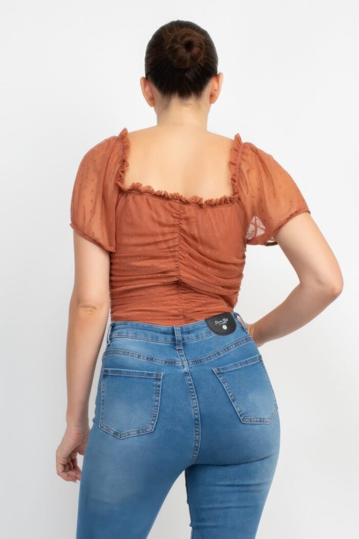 Shirred Mesh Sleeve Bodysuit - Image 20