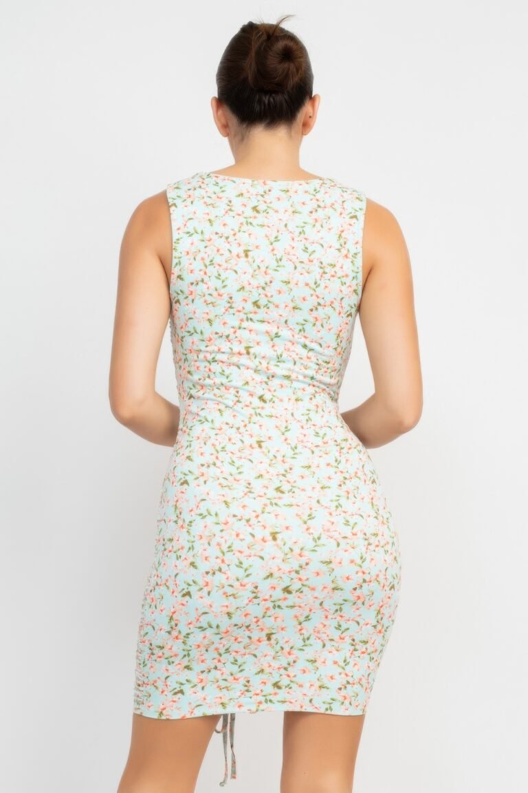 Ditsy floral ruching dress
